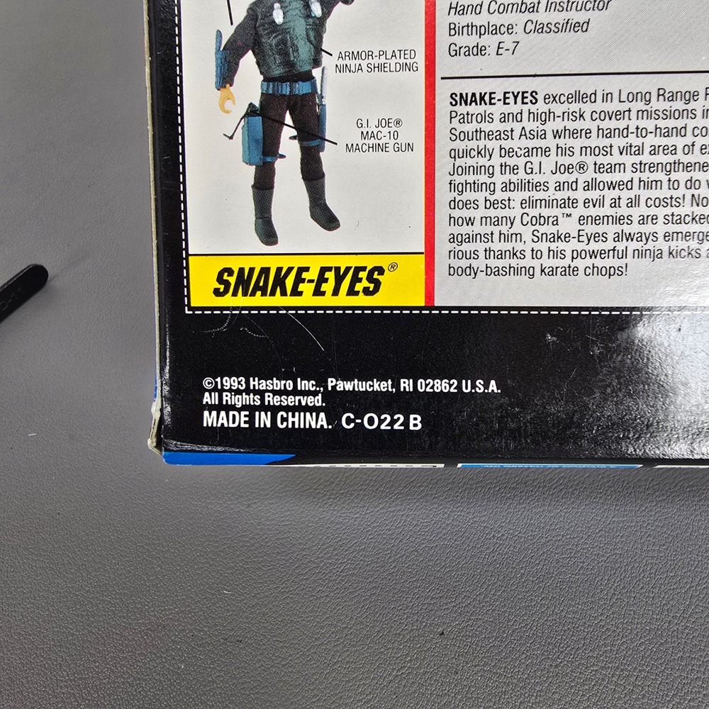 Vintage 1993 GI Joe Hall of Fame Snake-Eyes 12" Action Figure Hasbro 6089 NOS - Picture 3 of 10